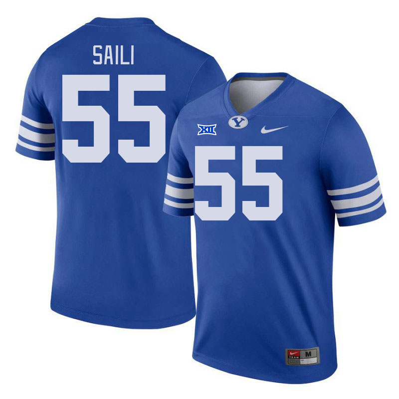 Men #55 Danny Saili BYU Cougars College Football Jerseys Stitched Sale-Royal